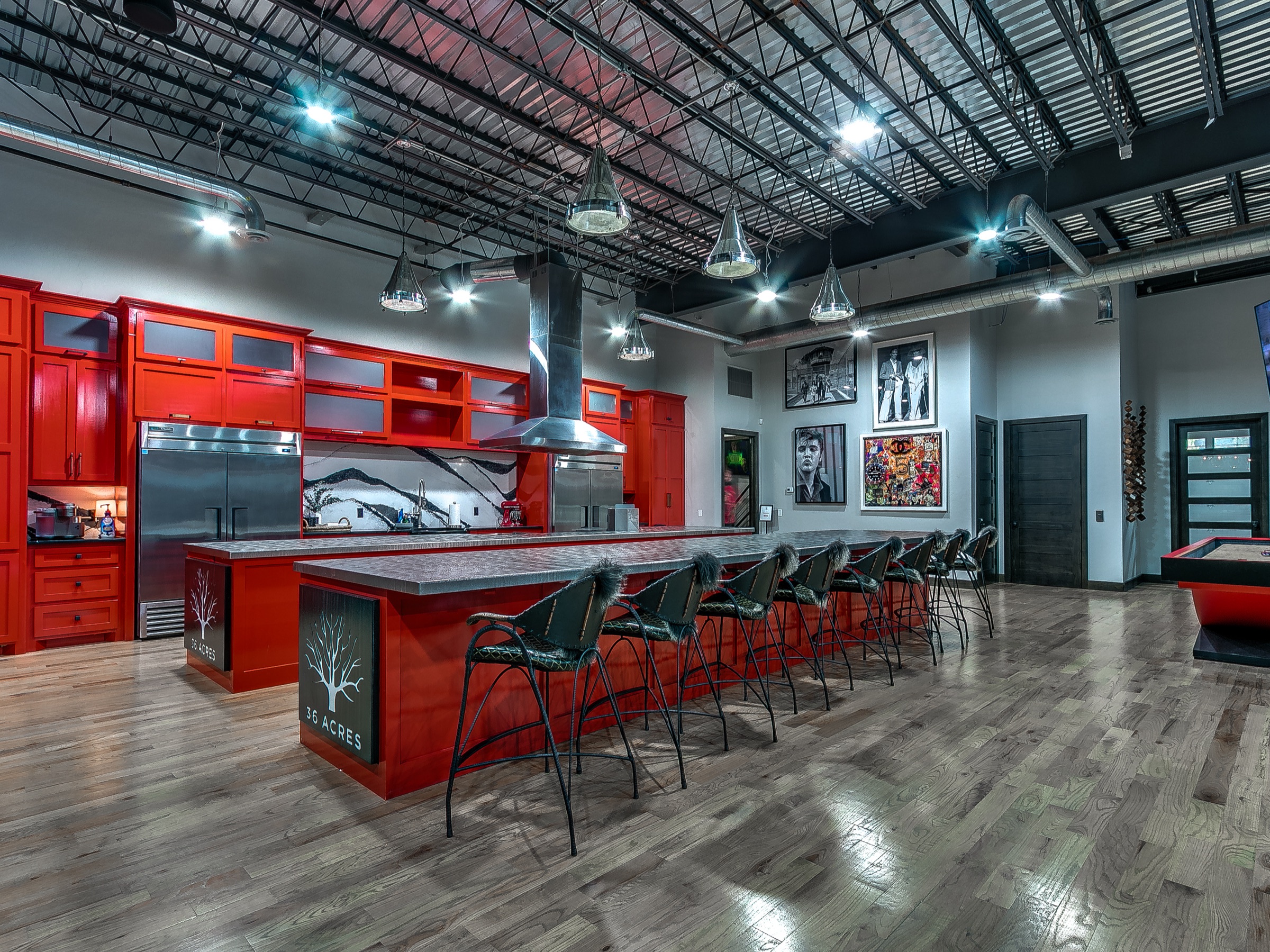 36 Acres branded bar and kitchen inside The Barn