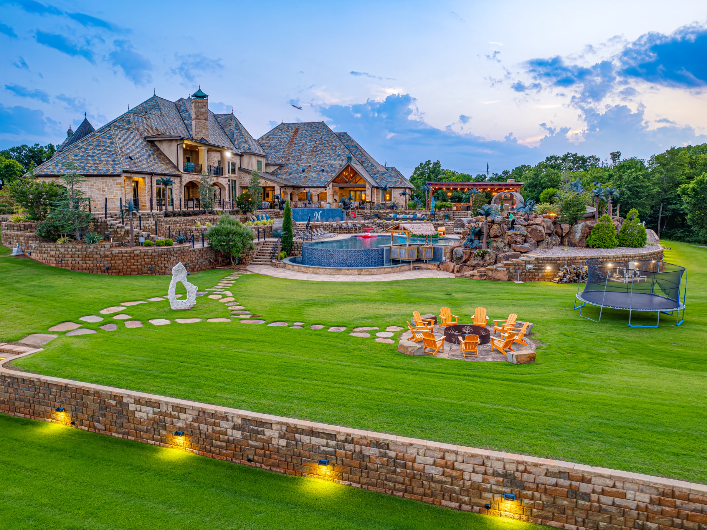 Aerial view of 36 Acres pool and grounds — perfect for weddings